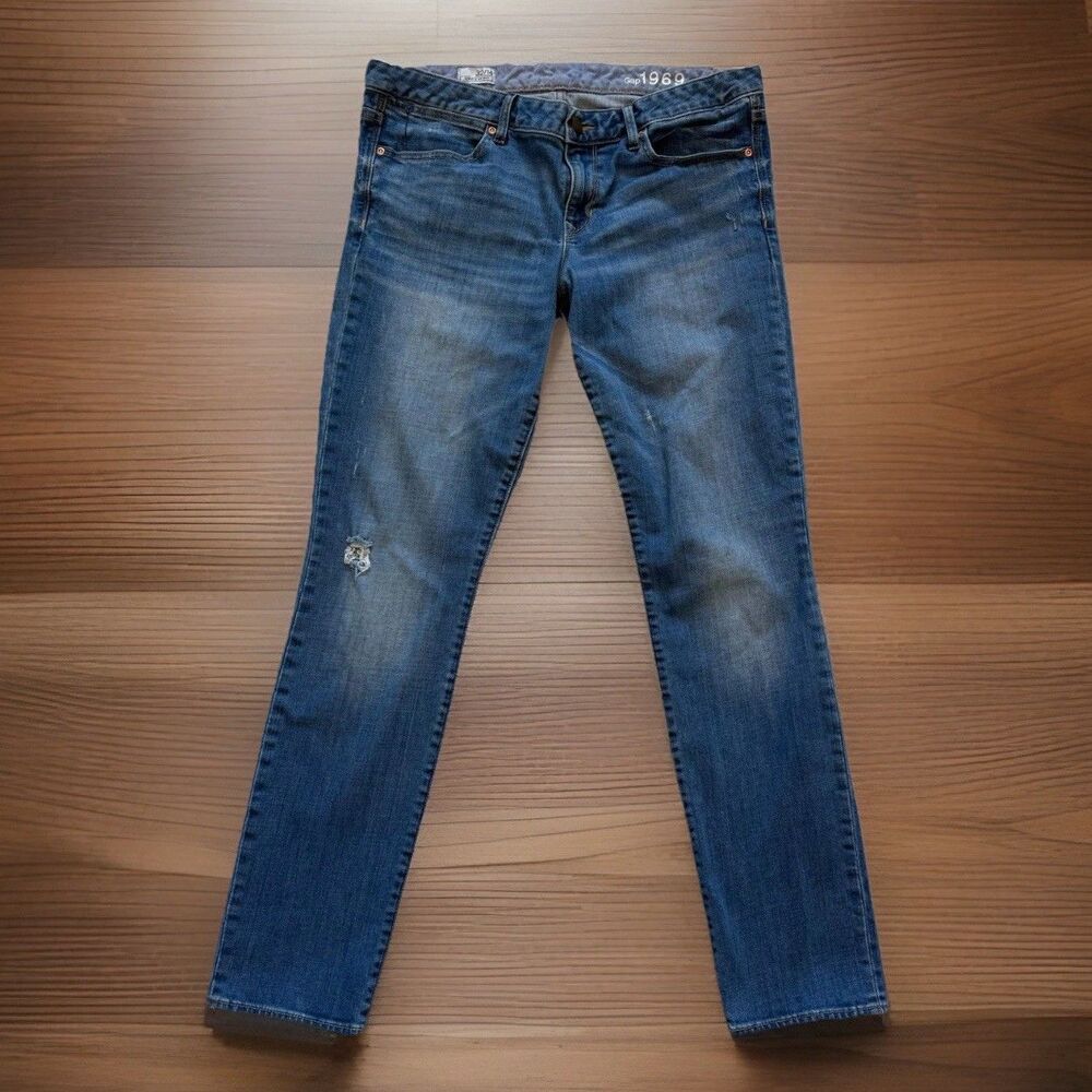 Gap 1969 Womens Blue Jeans Size 32/14 Always Skinny Medium Wash Low-Rise